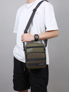 Sac messager pour homme tendance, petit sac en Oxford avec fermeture éclair, durable, pour un usage quotidien, toutes saisons, sac bandoulière avec logo en relief - Product Image 6