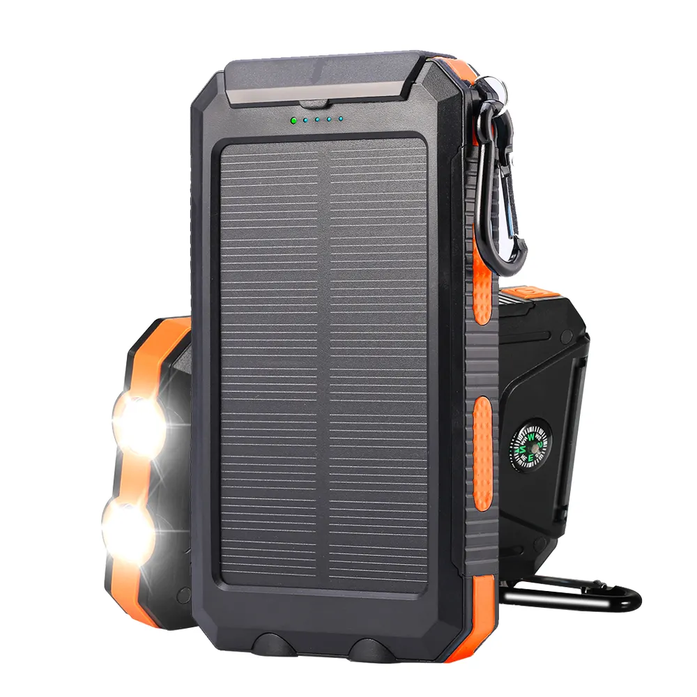 Unique Design solar charger power bank built in Compass waterproof 20000mAh mobile solar power bank charger