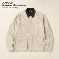Veste en toile lavée Benta Shangpin personnalisable avec votre logo, col contrastant, style vintage, durable, multi-poches, vêtements de travail pour camionneurs