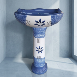 Ceramic Sanitary Ware China Design Vinus Set Wash Basin with Pedestal with Flower Printed Hot Sale for Bathroom Use New Products - Product Image 1