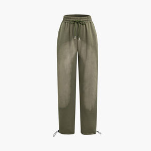 KingSen Breathable Comfort Vintage Washed Elastic Waist Pants Loose Fit <b>Drawstring</b> Casual <b>Trousers</b> with Back Pocket - Product Image 5