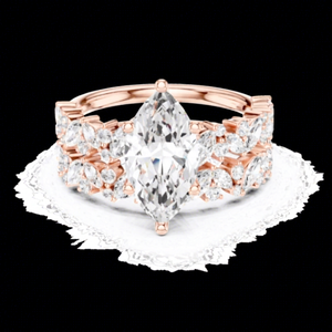 Anillo de Compromiso Unisex de Plata 925 con Oro Rosa, Estilo Hiphop, Geométrico, con Moissanita, Corte Brillante, Piedra Central en Forma de Pétalo de Flor, Joyería para Boda - Product Image 3