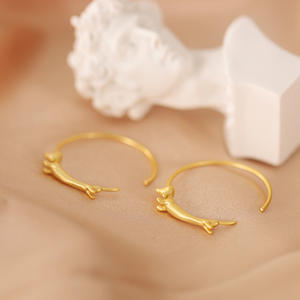 <span class=keywords><strong>Tiktok</strong></span>-pendientes de aro de Plata de Ley 925 hechos a mano con <span class=keywords><strong>perro</strong></span> salchicha, para niñas y adolescentes - Product Image 6