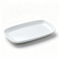 Assiette rectangulaire en porcelaine écologique, durable, résistante au lave-vaisselle, coins arrondis, plat de service en céramique pour hôtel et restaurant