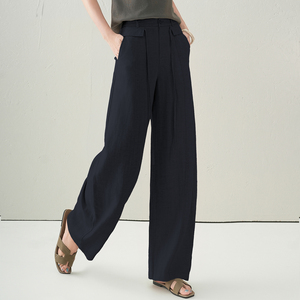 <span class=keywords><strong>Pantaloni</strong></span> da <span class=keywords><strong>donna</strong></span> OEM personalizzati estivi 2026 a vita alta in <span class=keywords><strong>lino</strong></span> e lyocell, a gamba curva a banana, snellenti, per ufficio e pendolarismo - Product Image 4