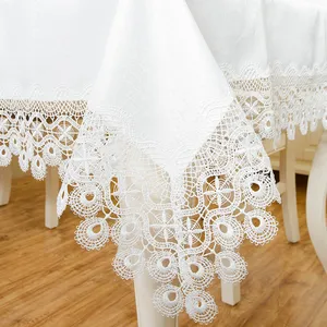 ZhongHua ShaoXing Textile Hot Sale Nordic White Lace Tablecloths Ready Made