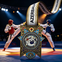 Trophées et médailles sportifs personnalisés, modernes et antiques, en métal doré avec ruban, pour récompenses de football, course, taekwondo, soccer