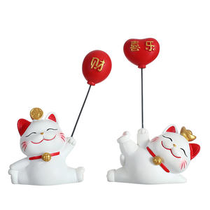 Eco-friendly 3D Resin <strong>Cat</strong> Statue Chinese Style Lucky <strong>Cat</strong> <strong>Figurine</strong> for Living Room TV Cabinet Housewarming Ornament Resin Crafts - Product Image 1