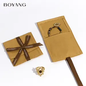 Boyang personalizado nuevo reciclable pequeño regalo embalaje lujo lona algodón joyería bolsa