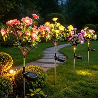 Lampu Taman Tenaga Surya Azalea LED Outdoor, Lampu Hias Bunga untuk Taman dan Halaman, Tahan Air, Lampu Berwarna, Kontrol Cahaya, Grosir