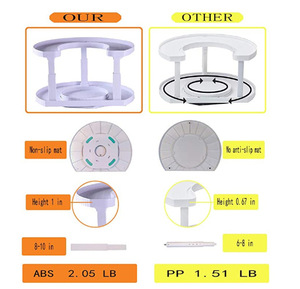 Table tournante à 2 niveaux Lazy Susan Rotation à 360 degrés Organisateur de rangement d'<span class=keywords><strong>épices</strong></span> <span class=keywords><strong>pour</strong></span> armoire de cuisine - Product Image 6