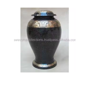 Urna Funeraria de Latón Gris para Cenizas de Adultos, Recipiente Conmemorativo Decorativo, Vaso Funerario, Urna de Almacenamiento para Entierro, Diseño Clásico - Product Image 3