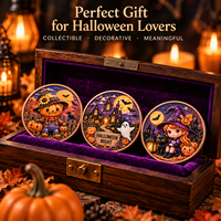 Pièce de monnaie artisanale en cuivre pur 999, 1 oz, motif dessin animé Halloween, impression UV 3D en relief, objet de collection commémoratif, cadeau