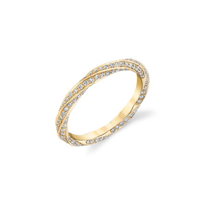 Anillo de Moissanita de Plata de Ley 925 con Banda de Eternidad Micropav Retorcida, Joyería de Oro Vermeil de 18k, No se Deslustra, Apilable, para Fiesta - Product Image 4