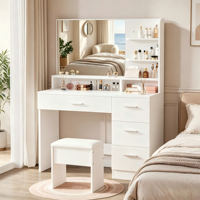 Table de maquillage et de rangement multi-niveaux au design minimaliste moderne exclusif pour petites chambres, idéale pour l'export.
