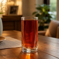 Verre Highball 350 ml, corps taillé à facettes, base hexagonale, dessus lisse, verre à boire haut pour thé, jus, eau