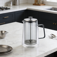 Cafetière à piston en verre 350ml 600ml 800ml 1000ml avec filtre en acier – Vente en gros