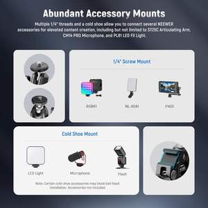 <span class=keywords><strong>NEEWER</strong></span> Super Clamp en alliage d'aluminium 3/4\" 3\" avec double rotule, adaptateur Magic Arm, griffe froide, support pour téléphone et caméra d'action - Product Image 5