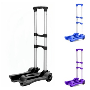 Chariot de transport pliable portable à tige télescopique 1 pièce pour bagages, courses, transport de marchandises, camping et voyages en extérieur - Product Image 1