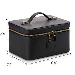 Ladies Saffiano Pu Leather Travel Toiletry <b>Case</b> Portable Handle <b>Makeup</b> <b>Vanity</b> Box Dopp Kit Cosmetic Bag - Product Image 4