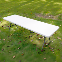 Mesa Plegable de Plástico HDPE Blanca Resistente al Agua para Exteriores, Ideal para Eventos Comerciales, Fiestas y Bodas