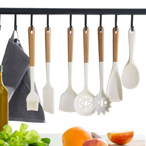 Juego de Utensilios de Cocina de Silicona de Grado Alimenticio de Alta Calidad, Duradero y Sostenible, con Mangos de Madera para Uso Doméstico - Product Image 4
