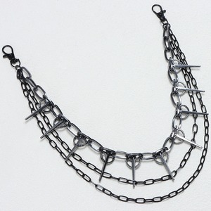 Cadena de cintura metálica de moda Yueli con diseño de puntas multicapa para mujer, estilo hip hop punk, accesorio de mezclilla de aleación de zinc. - Product Image 3