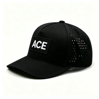 Casquette de baseball unisexe perforée au laser, logo personnalisé ACE, séchage rapide, respirante, sport, golf, réglable, extérieur, 100% polyester