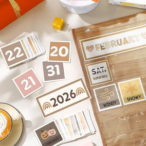 Juego de tableros de bolsillo con calendario para el aula, 120 tarjetas, clima, estaciones, festivales, gestión del tiempo, regreso a la escuela - Product Image 3