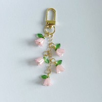 Porte-clés à pampilles en fausses perles motif fleur douce, pendentifs mignons pour sac, bijoux faits main délicats pour cadeau