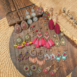 Pendientes Colgantes Étnicos Vintage Coloridos de Aleación con Cristales y Diamantes de Imitación, Joyería de Fiesta para Mujer, Accesorios de Moda Estilo Bohemio - Product Image 2