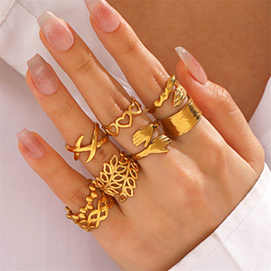 Cincin Baja Anti Karat Bentuk Hati Lebar, Gaya Geometris, Fashion Populer Grosir, untuk Wanita, Kepribadian Unik - Product Image 1