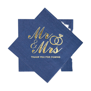 Serviettes et nappes en <span class=keywords><strong>papier</strong></span> doré jetables personnalisées à 2 plis, pliées en 1/4, avec logo imprimé pour mariages, occasions spéciales, cocktails et sacs cadeaux - Product Image 1