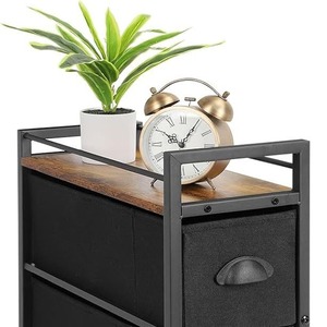 Clothing Organizer 4 Layers Black Metal Frame With Wheels And Wooden Top For <b>Storage</b> And Organization - Product Image 2