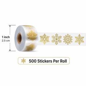 Rollo de Adhesivos Transparentes con Copos de Nieve Dorados para Envolver Regalos de Navidad, Decoración de Tarjetas y Manualidades, Venta al Por Mayor - Product Image 3