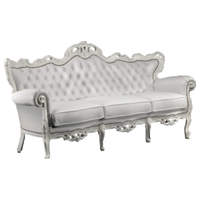 Eventfur Weißes Luxus-Hochzeitssofa, Traditionelles Getuftetes Dreisitzer-Sektionalsofa aus Kunstleder, Königlicher Thron im Barock-Stil für Hotellobby