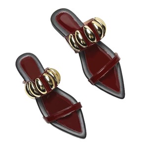 New Design Women One-Strap <b>Flat</b> Slippers <b>Pointed</b> <b>Toe</b> Plus Size European American Fashion Slides - Product Image 5