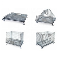 Cages de stockage en acier empilables de dimension adaptée aux besoins du client résistante d'entreposage de cage de palette pliable industrielle globale
