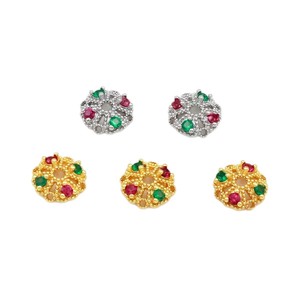 ตัวเว้นช่องลายดอกไม้ทอง 18K/14K และเงิน ประดับเพชรซิร์คอนแบบไมโครเซ็ต สำหรับงาน DIY เครื่องประดับ ลูกปัดลายกลีบดอกแบบโปร่ง ลูกปัดร้อยเชือก - Product Image 5