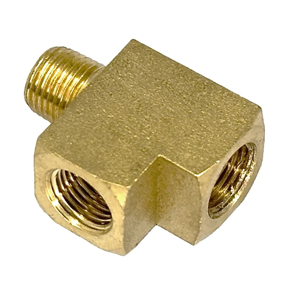 Encaixe de instrumentos de bronze 1/8 NPT macho para dois 1/8 NPT fêmea Tee Aadpter