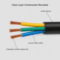 Câble électrique 3 conducteurs 10 mm² en cuivre sans oxygène (OFC) isolé PVC pour applications minières, industrielles, extérieures et souterraines