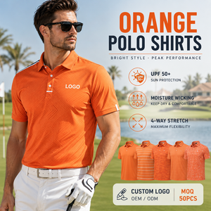 Men's <b>Orange</b> <b>Polo</b> Shirts Custom Logo Golf <b>Polo</b> Shirt Moisture Wicking 4 Way Stretch UPF 50 - Product Image 1