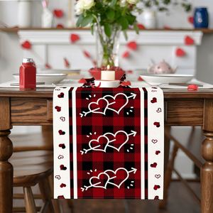 Mantel y camino de mesa modernos de lino, serie Red Dwarf Love estampada, decoración de cocina reutilizable para el día de San Valentín - Product Image 2