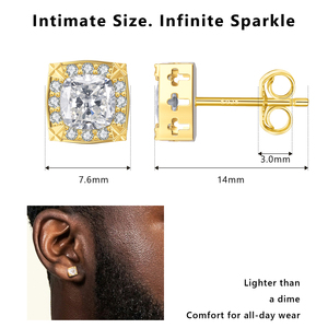 925 Silver Square Shape <b>Stud</b> <b>Earrings</b> Women Men Waterproof Claw Setting White Gold Plated Zircon Hip Hop Party Gift - Product Image 4