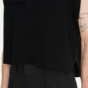 Chaleco de punto con cuello en V para primavera y verano, suéter informal, camiseta sin mangas para hombre, top corto de punto - Product Image 3