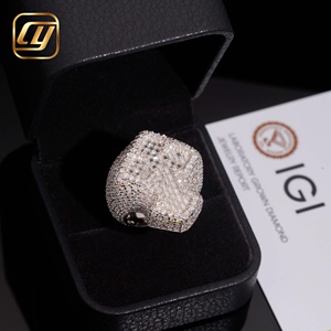 VVS Full Pave Baguette Lab Grown Diamond Cross <b>Ring</b> IGI Certified 925 Sterling Silver <b>Iced</b> Out Hip Hop Mens Religious Jewelry - Product Image 1