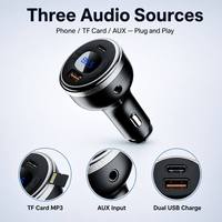 Transmisor FM Bluetooth para Auto con Reproductor MP3, Doble Puerto USB, Llamadas Manos Libres y Carga para Vehículos Samsung Android