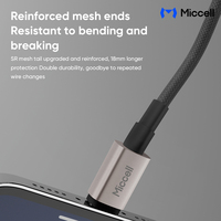 Kabel Pengisian Cepat USB C Miccell OEM 2.4A PD Berbahan Aluminium Alloy untuk Ponsel, Tablet, Laptop Grosir Kabel USB Tipe-C
