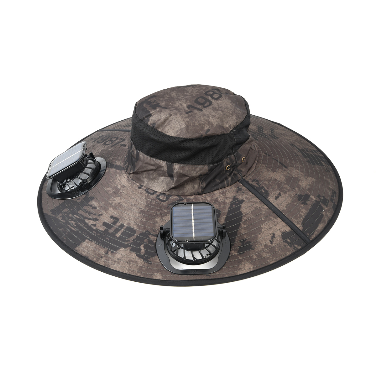 Aodebiao Mens Sun Hat With 2 Fan, Summer Cooling Wide Brim Bucket Hat Beach Hat Garden Hat Solar Usb Dual Power Supply
