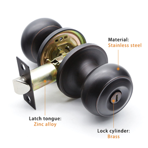 <span class=keywords><strong>Cerradura</strong></span> de perilla para puerta de baño, <span class=keywords><strong>sin</strong></span> <span class=keywords><strong>llave</strong></span>, redonda, Tubular, negra, cilíndrica - Product Image 6